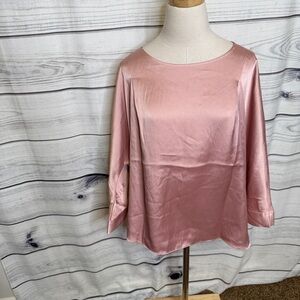 Express Blush Satin Blouse, 3/4 sleeves